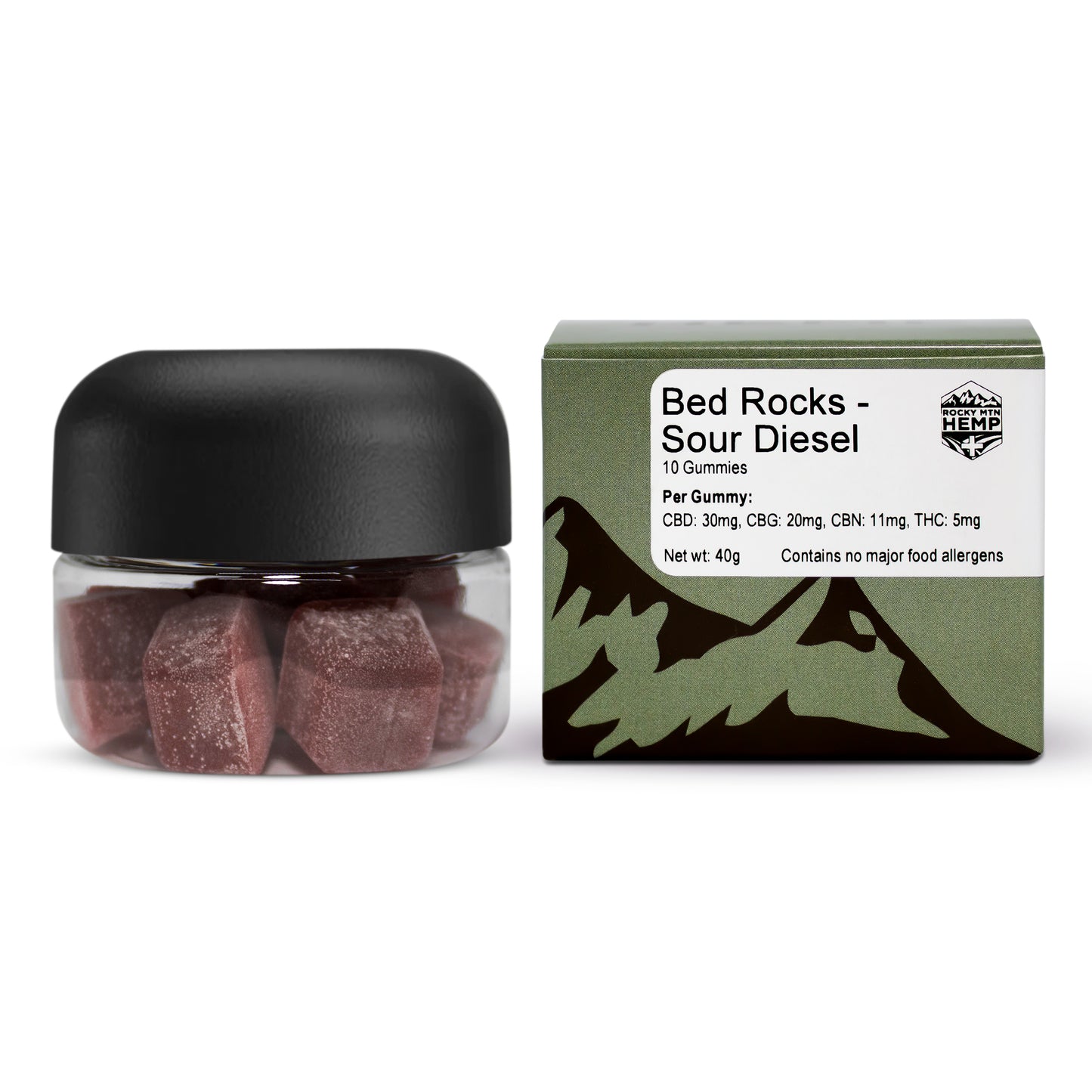 Bed Rocks – Sour Diesel 10 gummies CBN: 11 mg, CBD: 30 mg, THC: 5 mg